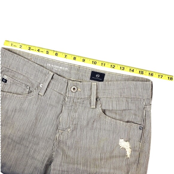 AG ADRIANO GOLDSCHMIED Jeans Womens 28R Brown THE EX-BOYFRIEND Stripes Distress - Picture 2 of 8